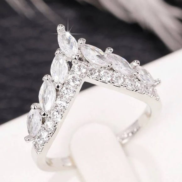 Pandora Jewelry - NWT 14K White Gold Plated S925 Zirconia Princess Wedding Promise Ring Size 9‌‌‌